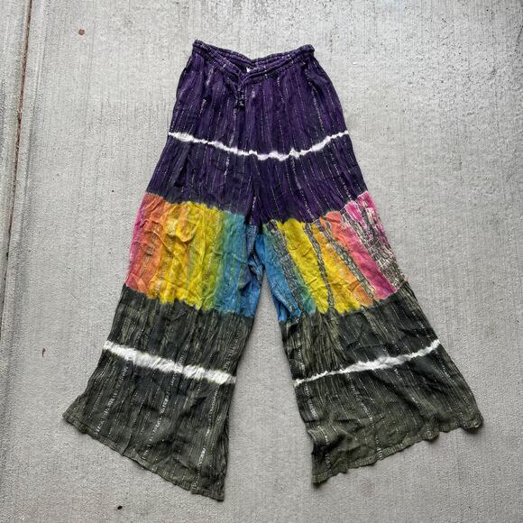y2k wide leg tie dye fairy pants loose fit vintage 2000's whimsigoth hippie boho - Picture 1 of 5